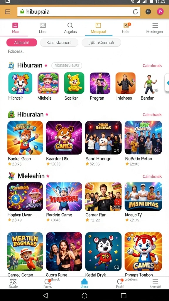 Tampilan home screen yang menarik dan user-friendly.