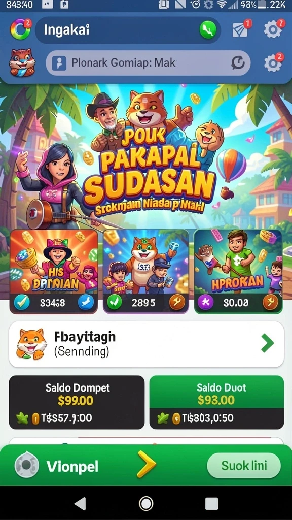 Fitur chat untuk berinteraksi dengan pemain lain.